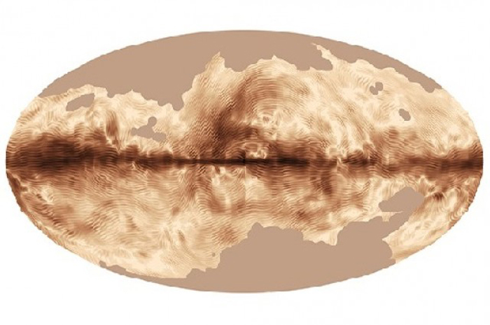 Магнетното поле од Млечниот Пат добиено од страна на Планк сателитот од ЕСА. Заслуги: ЕСА и Планк колаборацијата