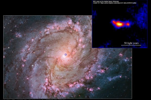 Галаксија М83 Photo credit: M83 - NASA, ESA and the Hubble Heritage Team (WFC3/UVIS, STScI-PRC14-04a).MQ1 inset - W. P. Blair (Johns Hopkins University) & R. Soria (ICRAR-Curtin)
